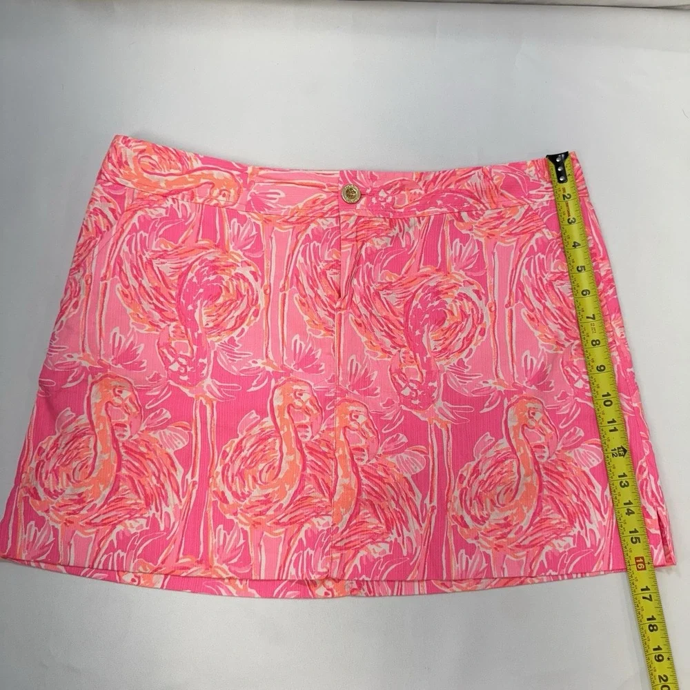 LILLY PULITZER Women's Mini Skirt‎ Hot Pink Flamingos Sz 14 **NO SKORT LINING**